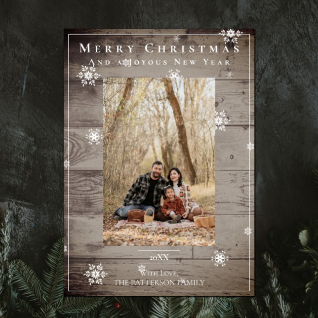 Country Rustic Snowflakes Holiday Photo Card (Country Rustic Snowflakes Christmas Photo Card)