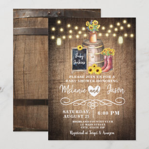 Country Rustic Sunflower Baby Shower Invitations