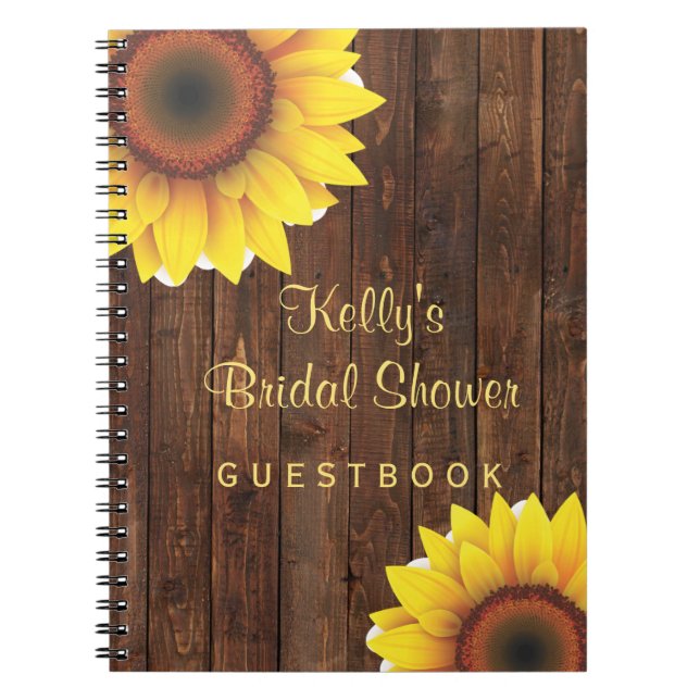 Country Rustic Sunflower Bridal Shower Guest Book (Front)