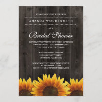 Country Rustic Sunflower Bridal Shower Invitations