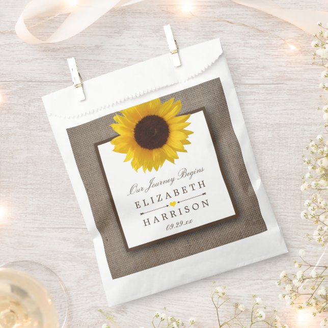 Country Rustic Sunflower & Burlap Wedding Favour Bag (Clipped)