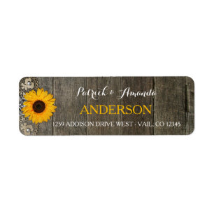 Country Rustic Sunflower Lace Burlap Wedding Label Return Address Label