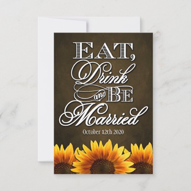 Country Rustic Sunflower Wedding RSVP Cards (Front)