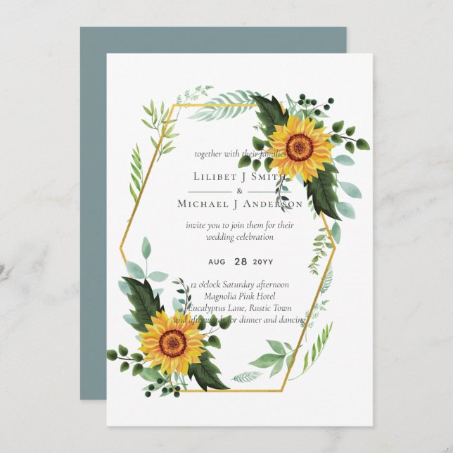 Country Rustic Sunflowers Greenery Wedding Budget (Front/Back)