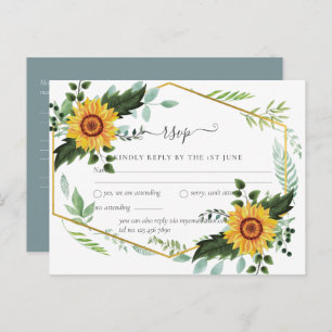 Country Rustic Sunflowers Greenery Wedding Budget Postcard