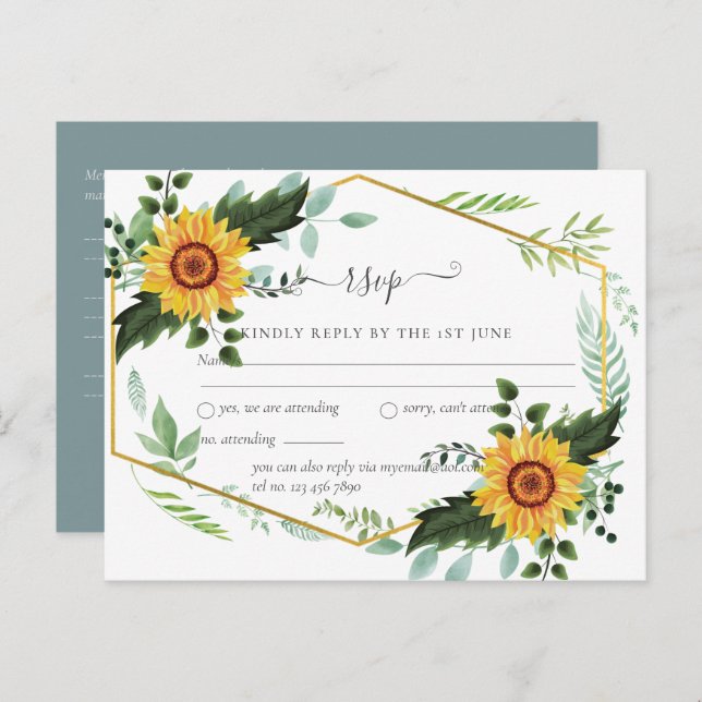 Country Rustic Sunflowers Greenery Wedding Budget Postcard (Front/Back)