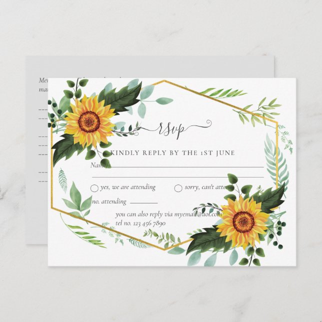 Country Rustic Sunflowers Greenery Wedding Budget Postcard (Front/Back)