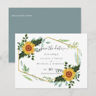 Country Rustic Sunflowers Greenery Wedding Budget Postcard