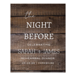 Country Rustic The Night Before Rehearsal Dinner Poster