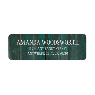 Country Rustic Turquoise Barn Wood Wedding Labels