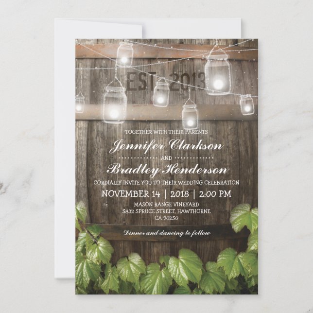 Country Rustic Wedding | Barrel Vine Invitation (Front)