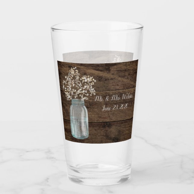 Country Rustic Wedding Drink Dinnerware Glass (Front)