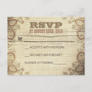 Country rustic wedding RSVP postcards