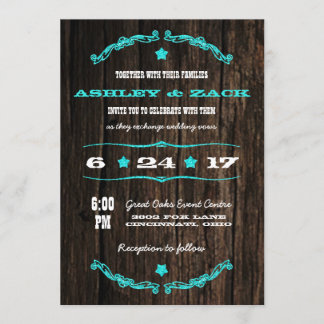 Country Rustic Western Star Wedding Invitation