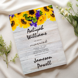 Country rustic white wood floral backyard wedding invitation