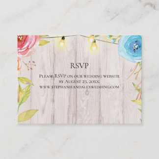 Country Rustic Whitewash Wood String Light Wedding Business Card