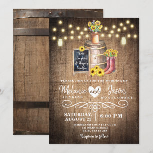Country Rustic Wood Barrel Wedding Invitations