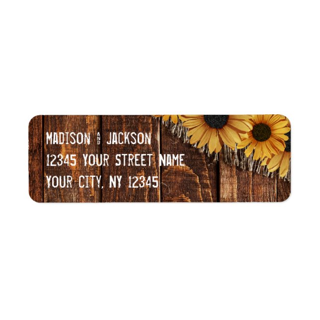 Country Rustic Wood Burlap Wedding Return Address Label (Front)