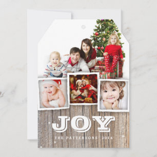 Country Rustic Wood Christmas JOY Photo Card