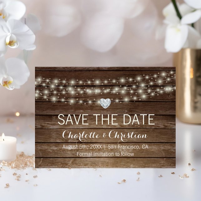 Country Rustic Wood Mason Jars Heart Wedding Save The Date (Country Rustic Wood Mason Jars Heart Wedding Save The Date)