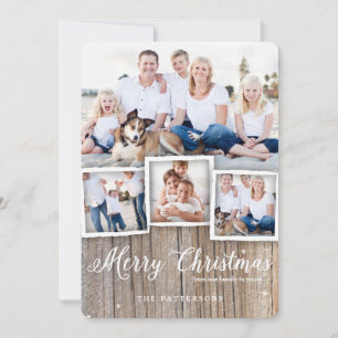 Country Rustic Wood Merry Christmas Photo Card