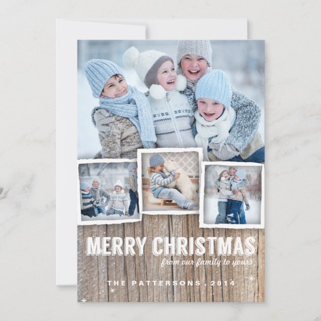 Country Rustic Wood Merry Christmas Photo Card (Front)