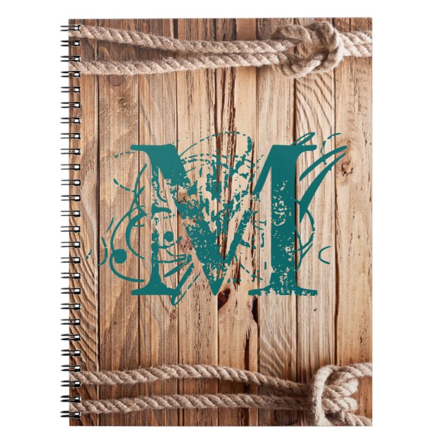 Country Rustic Wood Monogram Initial Note Book (Front)