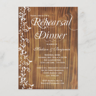 Country Rustic Wood Rehearsal Dinner Invitations