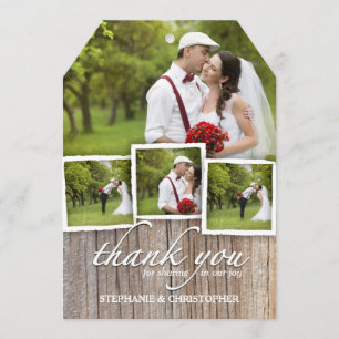 Country Rustic Wood Thank You Wedding Photo Card