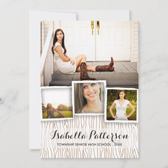 Country Rustic Woodgrain Graduation Invitation (Front)