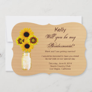 Country Rustic Yellow Mason Jar Bridesmaid Card