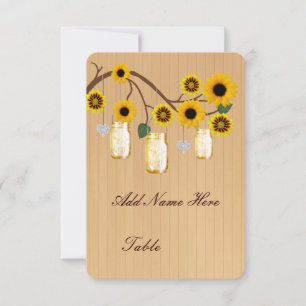 Country Rustic Yellow Mason Jars Table Place Card