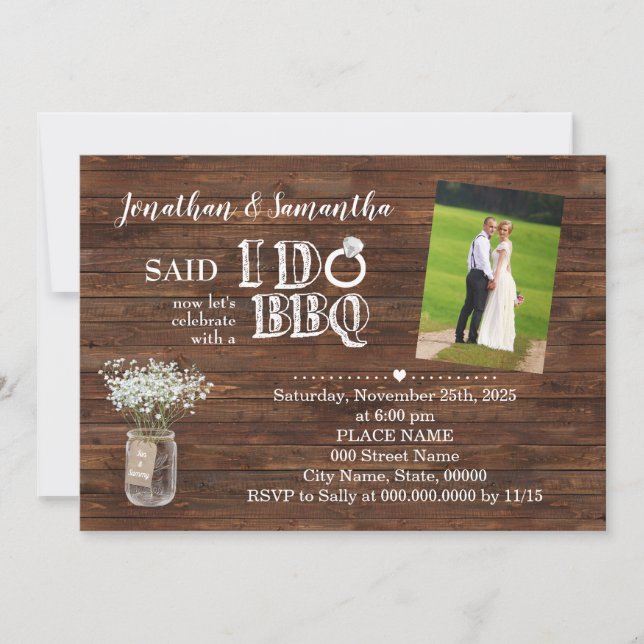 Country Said I do BBQ Elopement after Wedding Invitation (Front)