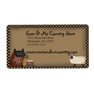 Country Saltbox & Sheep Shipping Label Template
