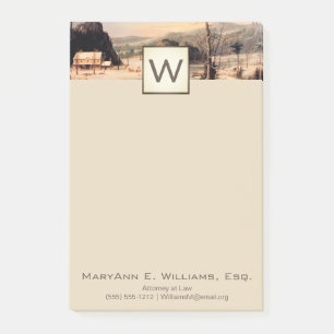 Country Scene with Monogram Post-it Notes