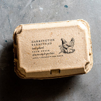 Country Script Family Farm Fresh Egg Carton Self-inking Stamp