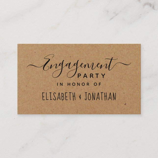 Country Script, Kraft Engagement Party Invitation (Front)
