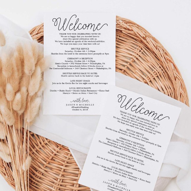 Country Script Wedding Itinerary Hotel Bag  Program (Creator Uploaded)