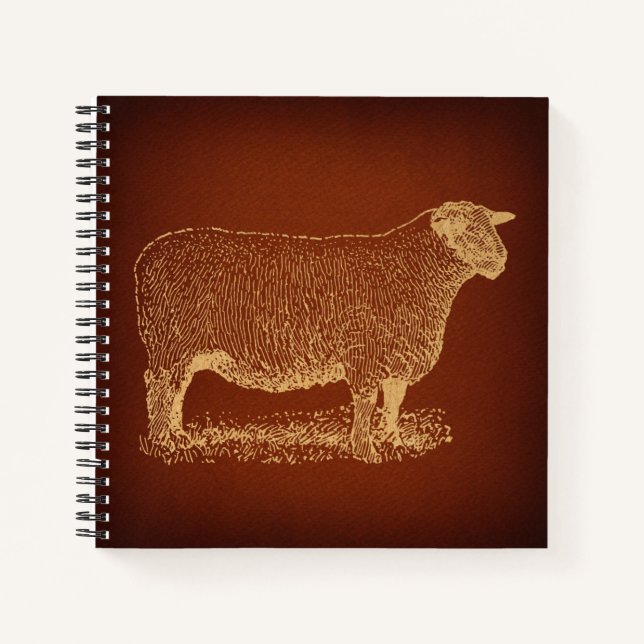 Country Sheep Rustic Illustrated Antique Art Notebook (Front)