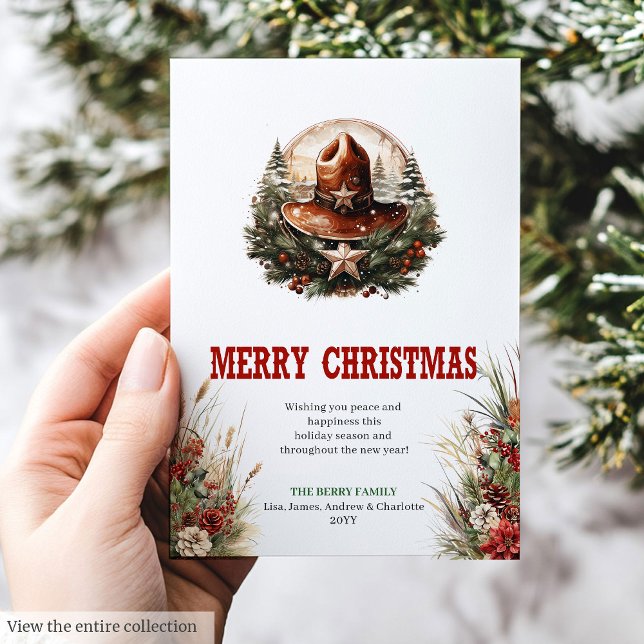 Country Sheriff's Badge Hat Christmas Greeting Holiday Card (Country Sheriff's Badge Hat Christmas Greeting Holiday Card)