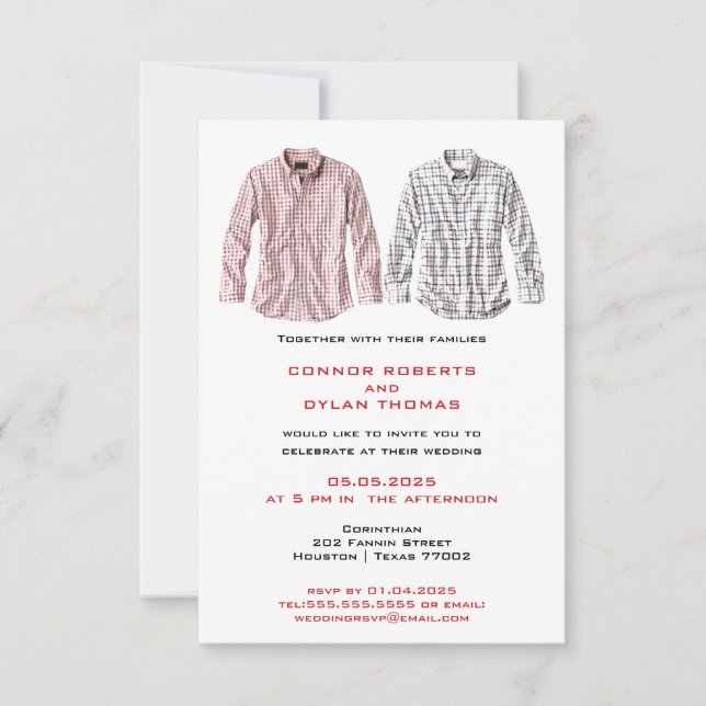 Country Shirts Inspired | Gay Wedding Invitation (Front)