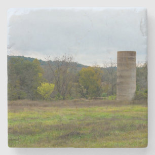 Country Silo Landscape Stone Coaster