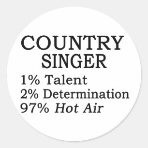Country Singer Hot Air Classic Round Sticker