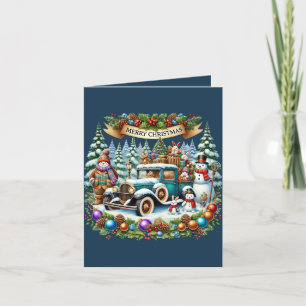 Country snowman Christmas add message Holiday Card