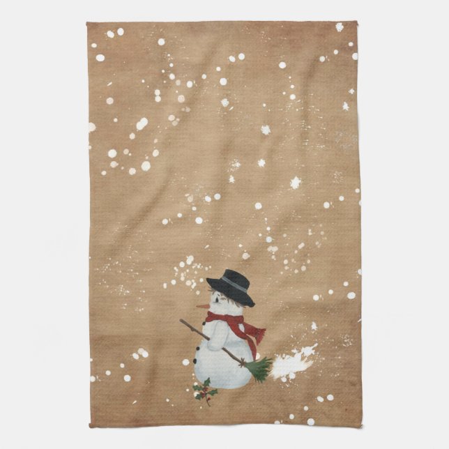 Country Snowman Kitchen Towel (Vertical)