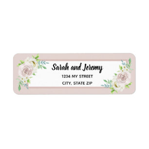 Country Soft Mauve Floral Watercolor Rose Wedding Return Address Label