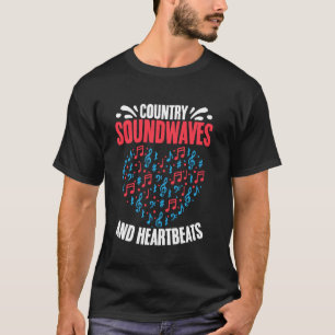 Country Soundwaves & Heartbeats Western Country Mu T-Shirt