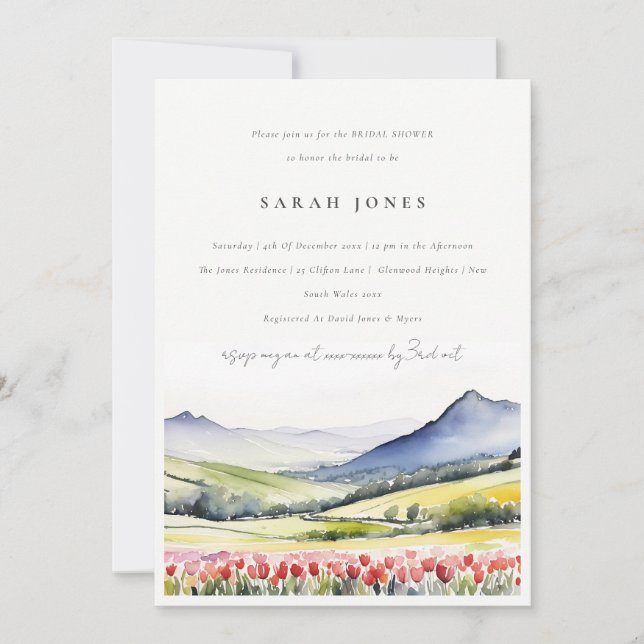 Country Spring Floral Landscape Bridal Shower Invitation (Front)