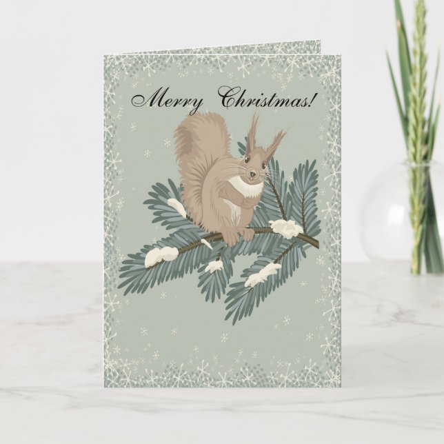 Country Squirrel Christmas Card (Front)