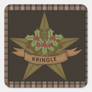 Country  Star & Berries Personalised Christmas Square Sticker
